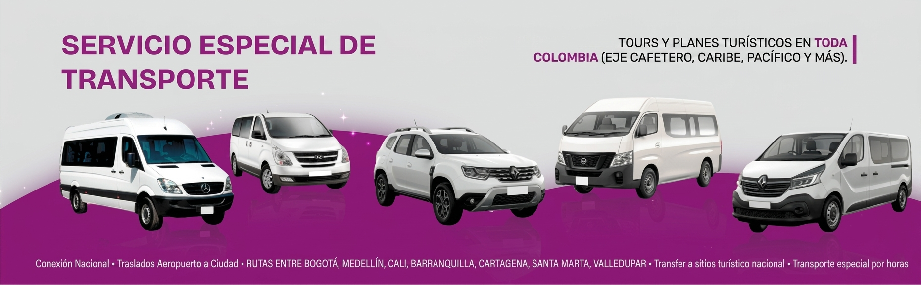 Transporte y tours a nivel nacional en Colombia